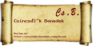 Csincsák Benedek névjegykártya